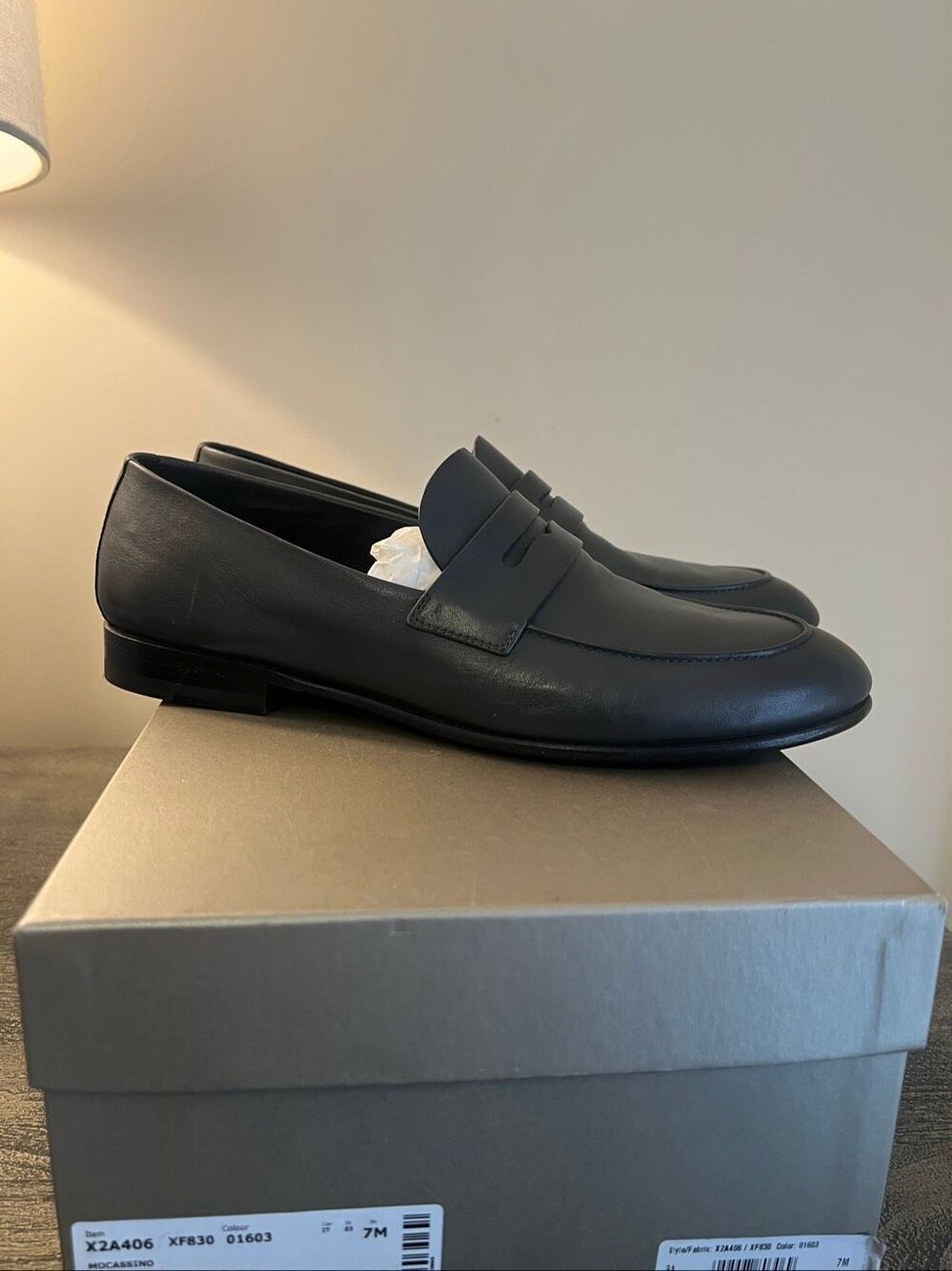 Giorgio Armani Leather Penny Loafers Size 8.5 - New